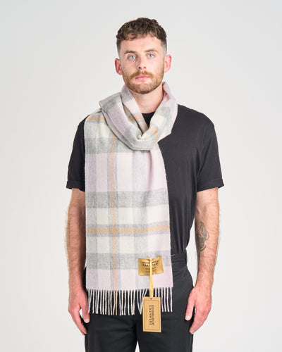 100% Pure Lambswool Scarf DC Camel/White