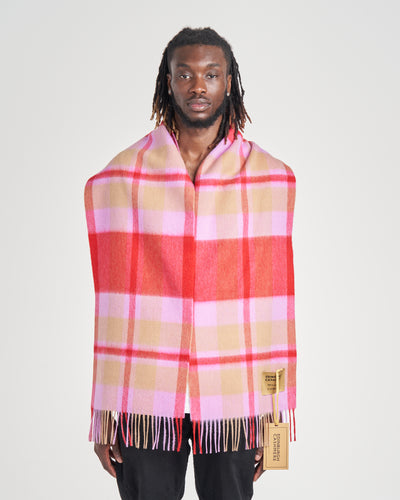 100% Pure Lambswool Scarf DC Scott Red/Blue