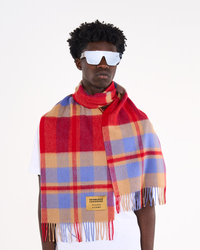 100% Pure Lambswool Scarf DC Scott Camel/Red