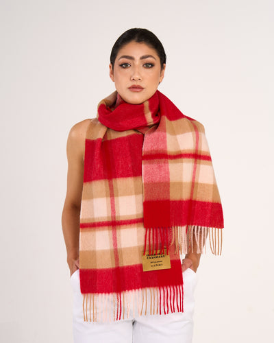 100% Pure Lambswool Scarf DC Red/Cream
