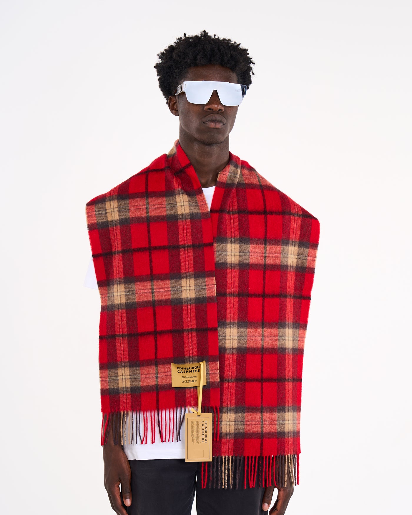 100% Pure Lambswool Scarf Thomson Black/Red
