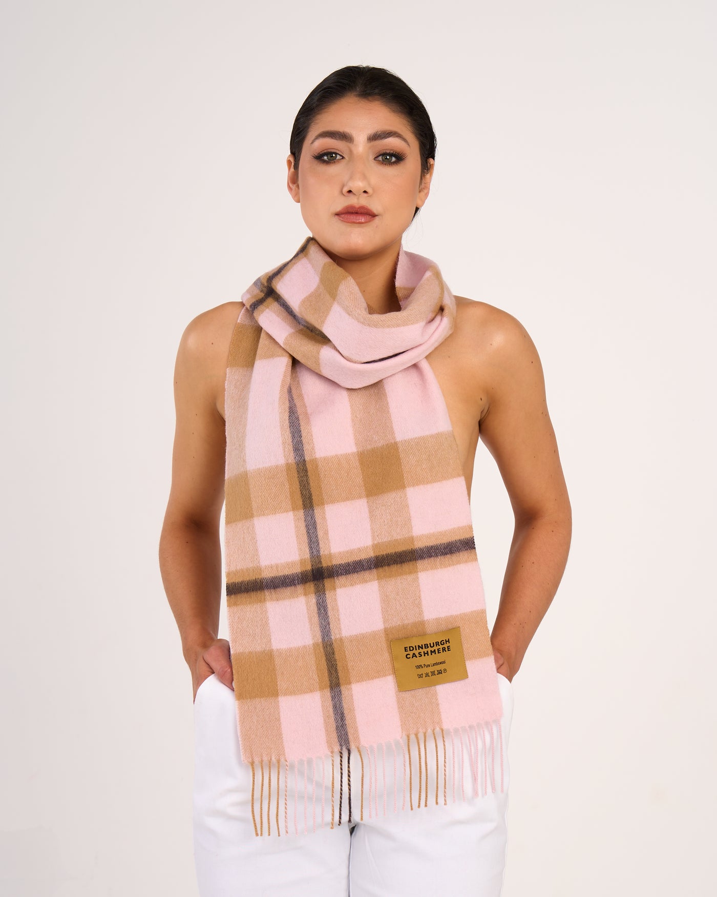 100% Pure Lambswool Scarf DC Cream/Camel
