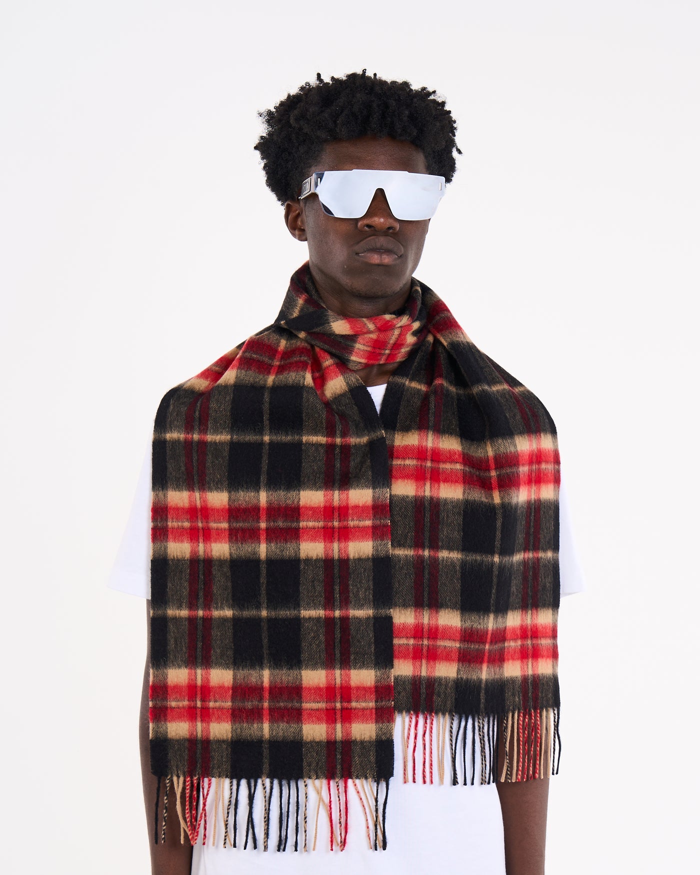 100% Pure Lambswool Scarf Thomson Black/Red