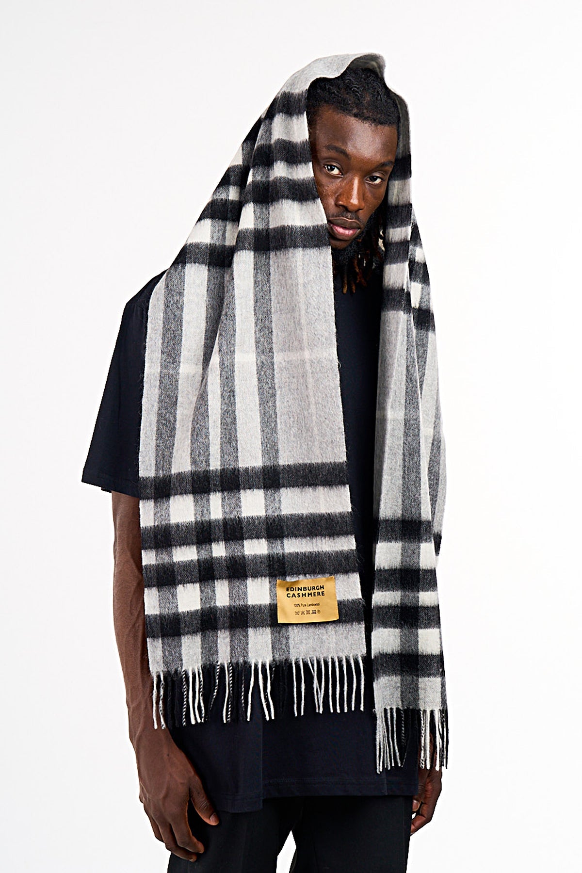 Lucchi Italy Cashmere Wool Scarf DC Check Luxury