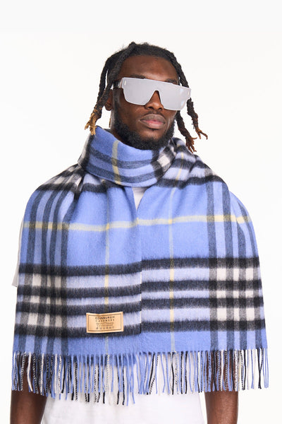 Lucchi Italy Cashmere Scarf DC Classic Blue Oversized Wrap