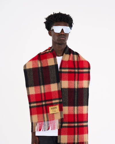 100% Pure Lambswool Scarf DC Scott Red/Black