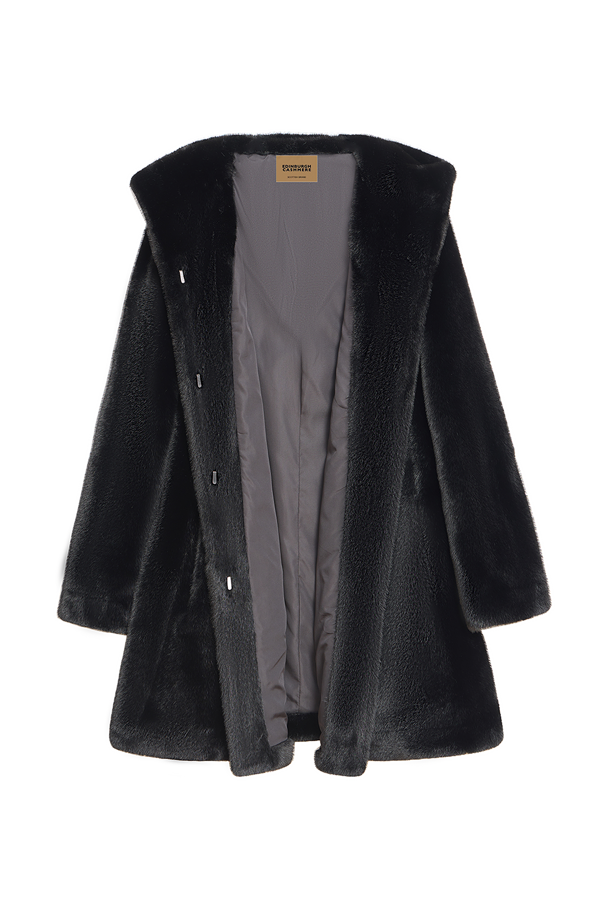 Lucchi Italy Women's Hooded Fur Short Coat - Black