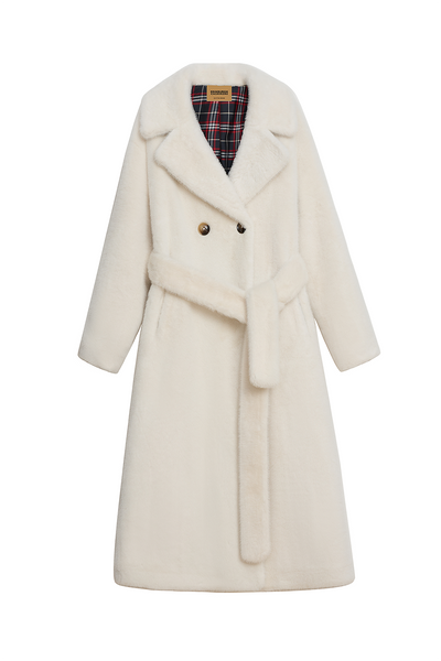 Lucchi Italy Women's Fur Long Coat - White