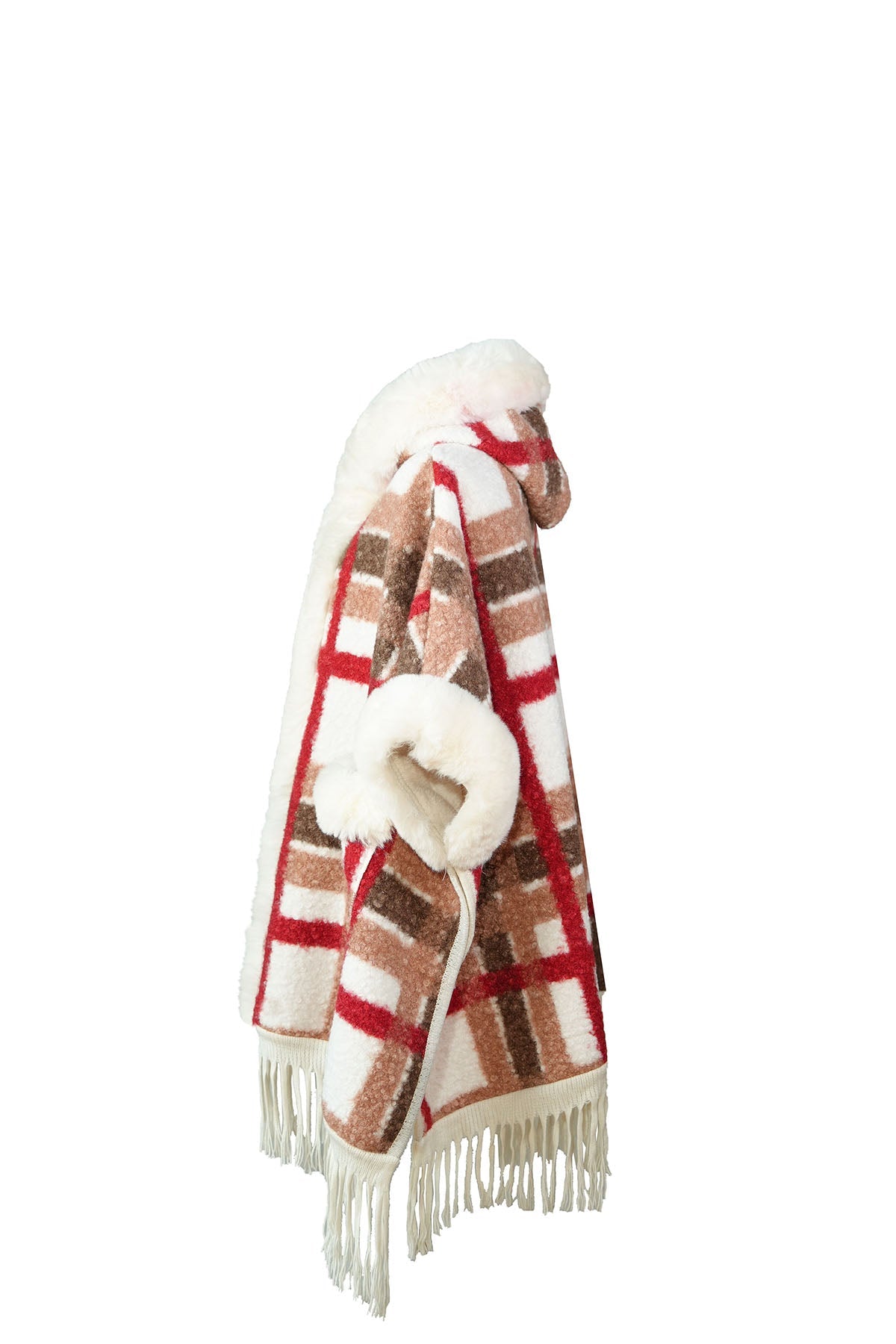 Lucchi Italy Women's Hooded Cape - Red/Brown