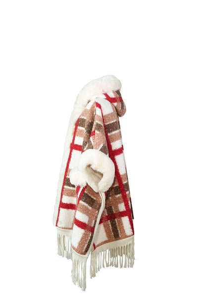 Lucchi Italy Women's Hooded Cape - Red/Brown