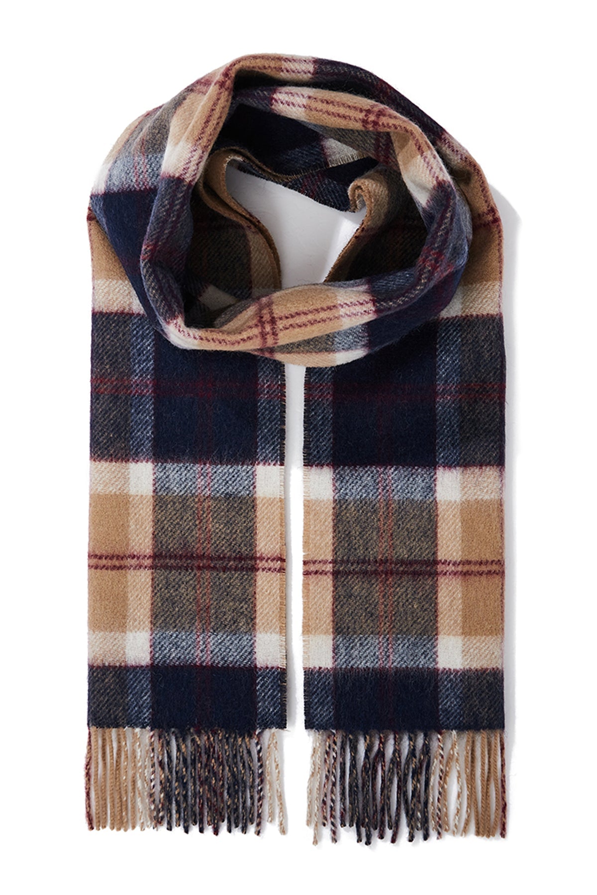 Lucchi Italy Reversible Scarf Bannockbane Navy 100% Pure Lambswool