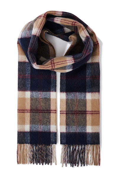 Lucchi Italy Reversible Scarf Bannockbane Navy 100% Pure Lambswool