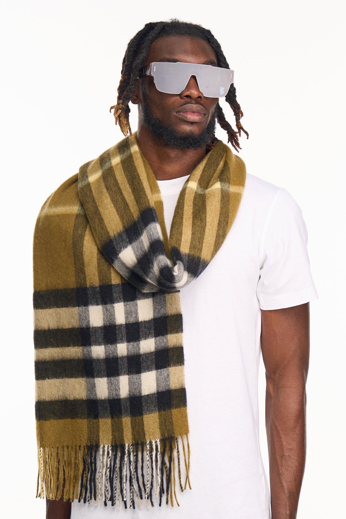 Lucchi Italy Scarf DC Check Oversized Wrap 100% Pure Lambswool