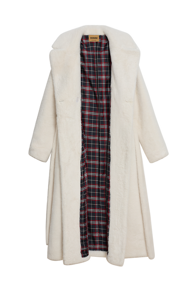 Lucchi Italy Women's Fur Long Coat - White