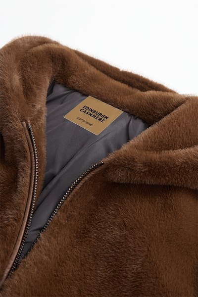 Lucchi Italy Men's Hooded Fur Jacket - Brown