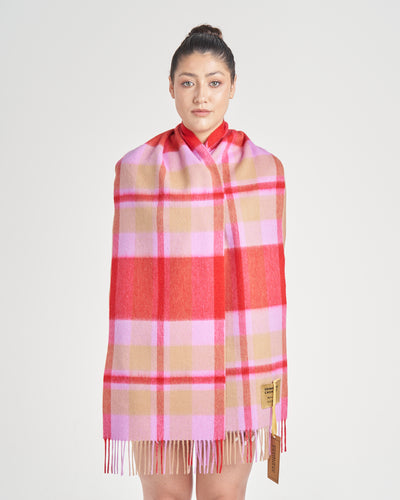 100% Pure Lambswool Scarf DC Scott Red/Blue