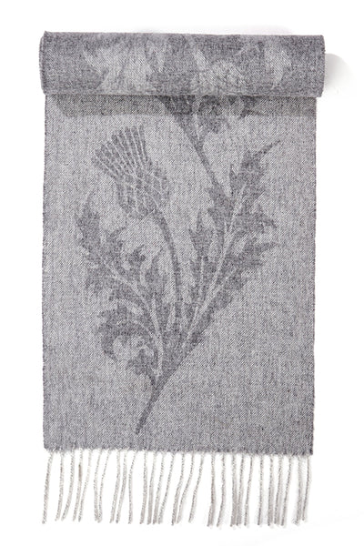 Lucchi Italy Scarf Single Thistle Grey 100% Pure Lambswool