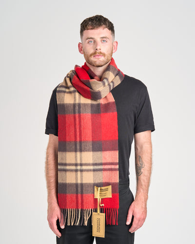 100% Pure Lambswool Scarf DC Red/Black