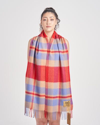 100% Pure Lambswool Scarf DC Scott Camel/Red
