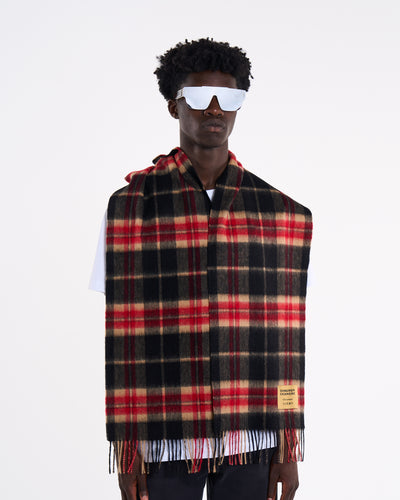 100% Pure Lambswool Scarf Thomson Black/Red