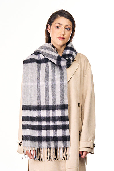 Lucchi Italy Cashmere Wool Scarf DC Check Luxury