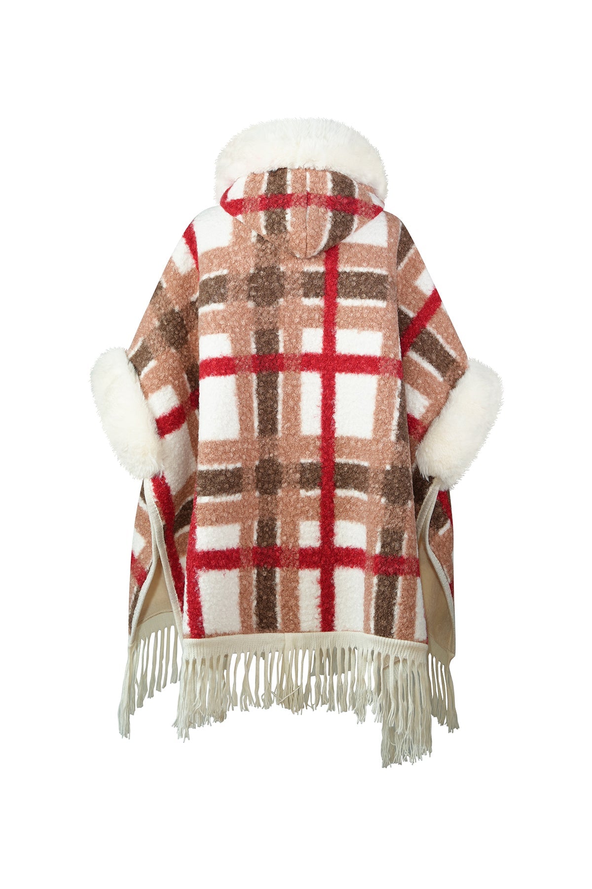 Lucchi Italy Women's Hooded Cape - Red/Brown