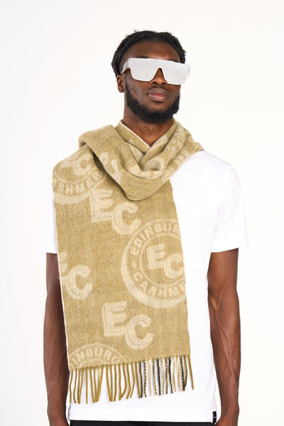 Lucchi Italy Designer Iconic Scarf EC 100% Pure wool Green