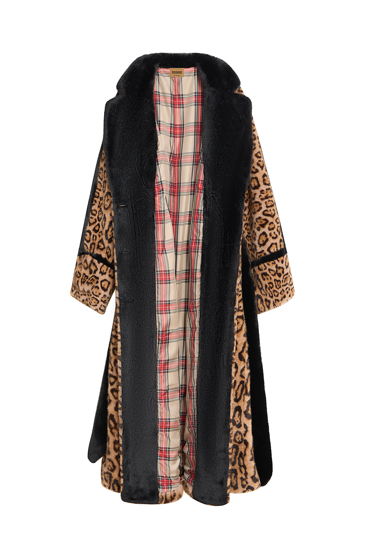 Lucchi Italy Women's Fur Long Coat - Leopard Print