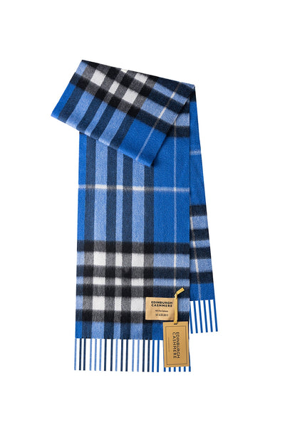 DC Check Cashmere Scarf Dark Blue