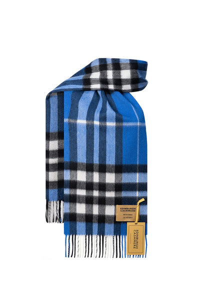 DC Check Cashmere Scarf Dark Blue