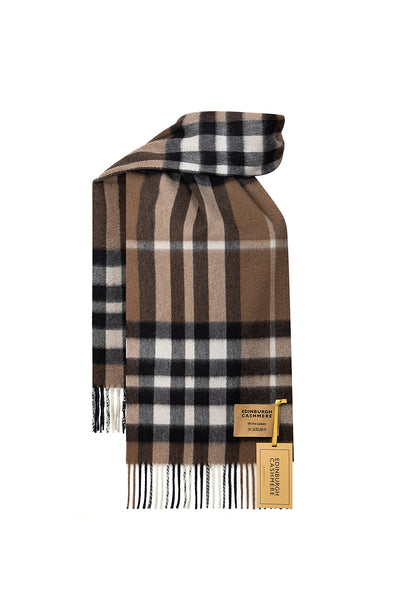 DC Check Cashmere Scarf Chocolate