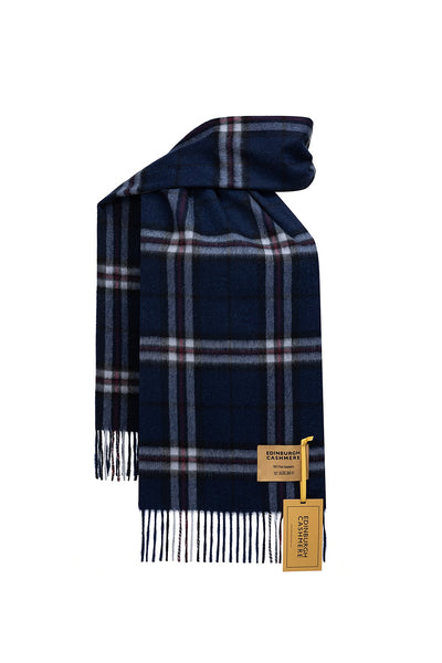 100% Pure Cashmere Scarf Thomson Navy Tartan