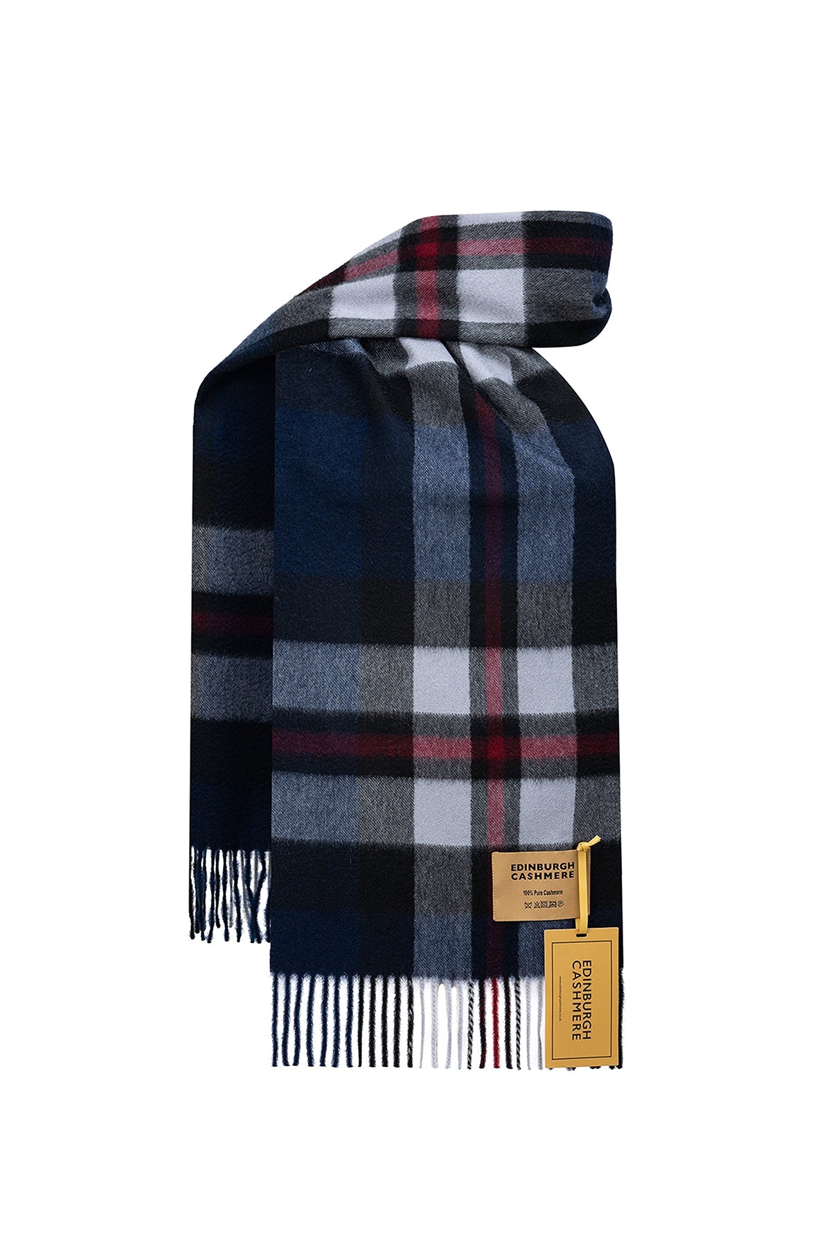 100% Pure Cashmere Scarf Scottish Design Navy