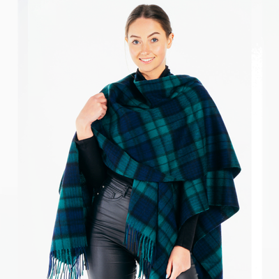 Lucchi Italy Black Watch Stole 100% Pure Lambswool