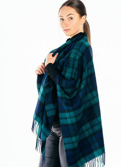 Lucchi Italy Black Watch Cape 100% Pure Lambswool