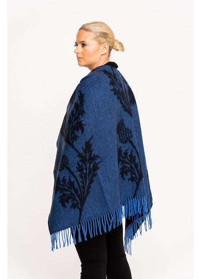 Lucchi Italy Single Thistle Navy Cape 100% Pure Lambswool