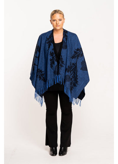 Lucchi Italy Single Thistle Navy Cape 100% Pure Lambswool