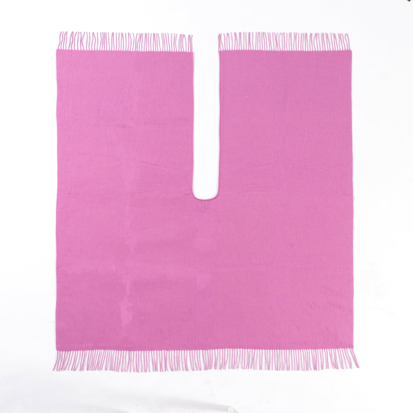 Lucchi Italy Plain Cape Dark Pink Poncho 100% Pure Lambswool