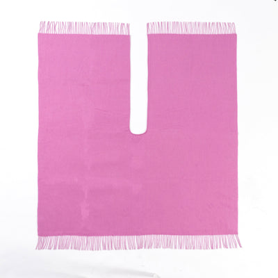 Lucchi Italy Plain Cape Dark Pink Poncho 100% Pure Lambswool