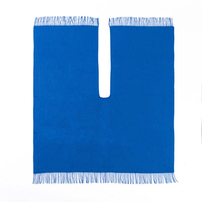Lucchi Italy Plain Cape Dark Blue Poncho 100% Pure Lambswool