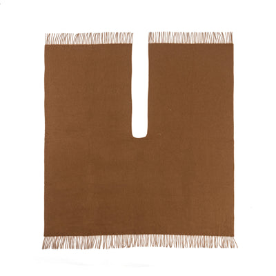 Lucchi Italy Plain Cape Brown Poncho 100% Pure Lambswool