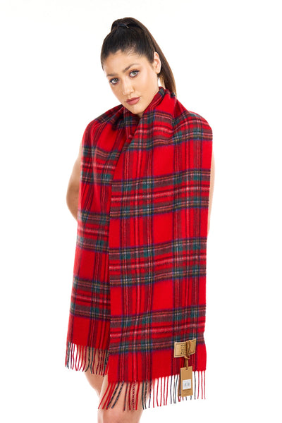 Lucchi Italy 100% Pure Cashmere Scarf Design Royal Stewart Tartan