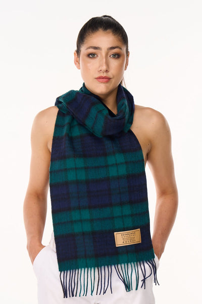 Lucchi Italy 100% Pure Cashmere Scarf Design Black Watch Tartan - Small