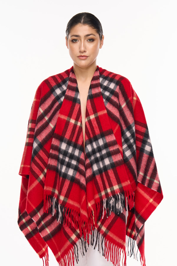 Lucchi Italy DC Classic Red Cape 100% Pure Cashmere