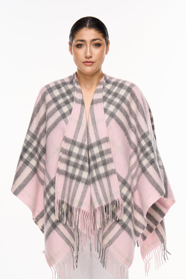 Lucchi Italy 100% Pure Cashmere Poncho Cape Exclusive Iconic design DC Classic Pink