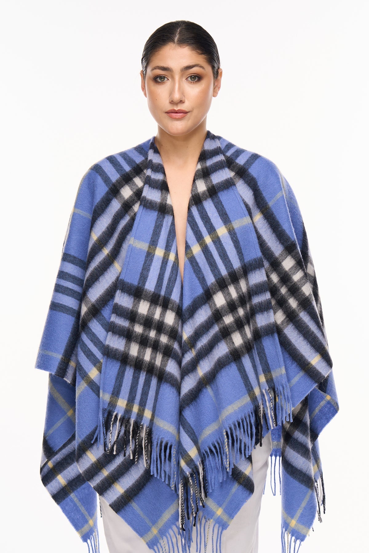 Lucchi Italy Cape DC Classic Blue Poncho 100% Pure Lambswool