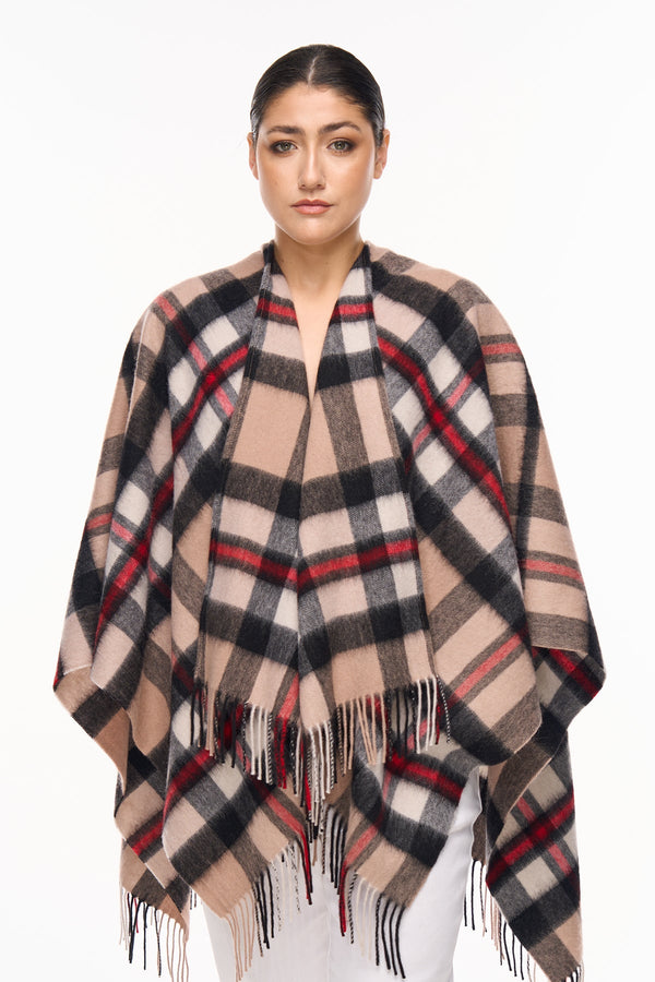 Lucchi Italy Cape DC Design Camel Poncho 100% Pure Lambswool