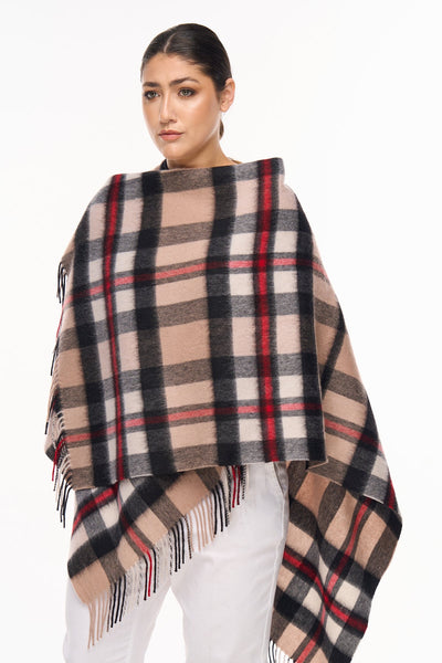 Lucchi Italy Cape DC Design Camel Poncho 100% Pure Lambswool