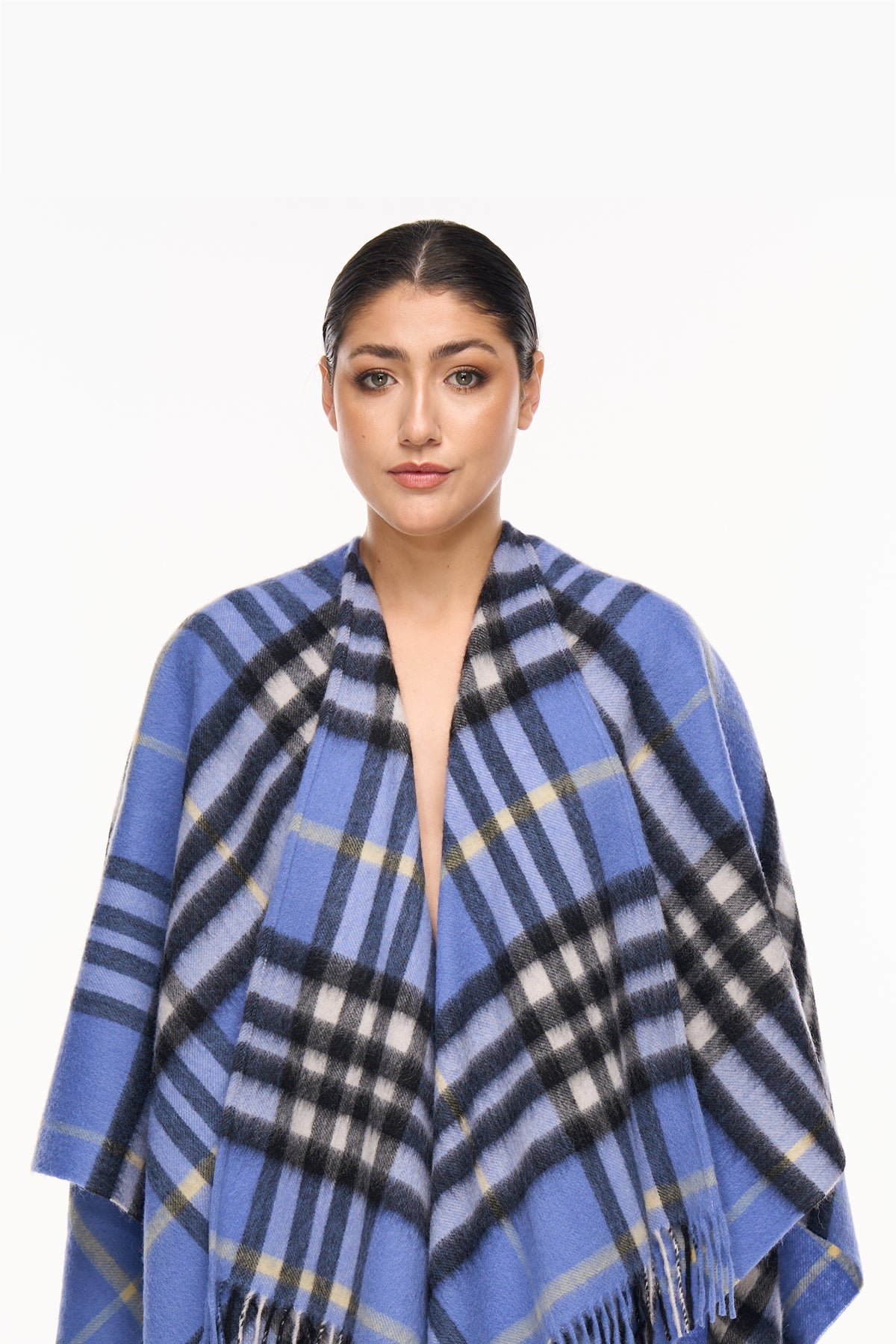 Lucchi Italy Cape DC Classic Blue Poncho 100% Pure Lambswool