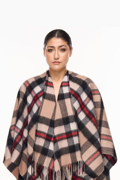 Lucchi Italy Cape DC Design Camel Poncho 100% Pure Lambswool